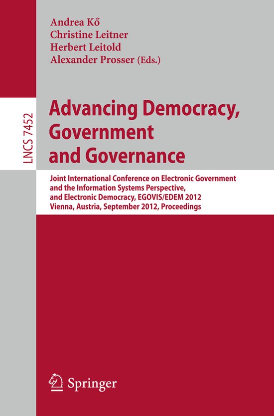 Advancing Democracy, Government and Governance - cover