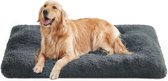 Hondenbed, huisdiermat, zacht, 122 x 74 cm, zachte vulling, machinewasbaar, kussen voor honden, multifunctioneel, donkergrijs