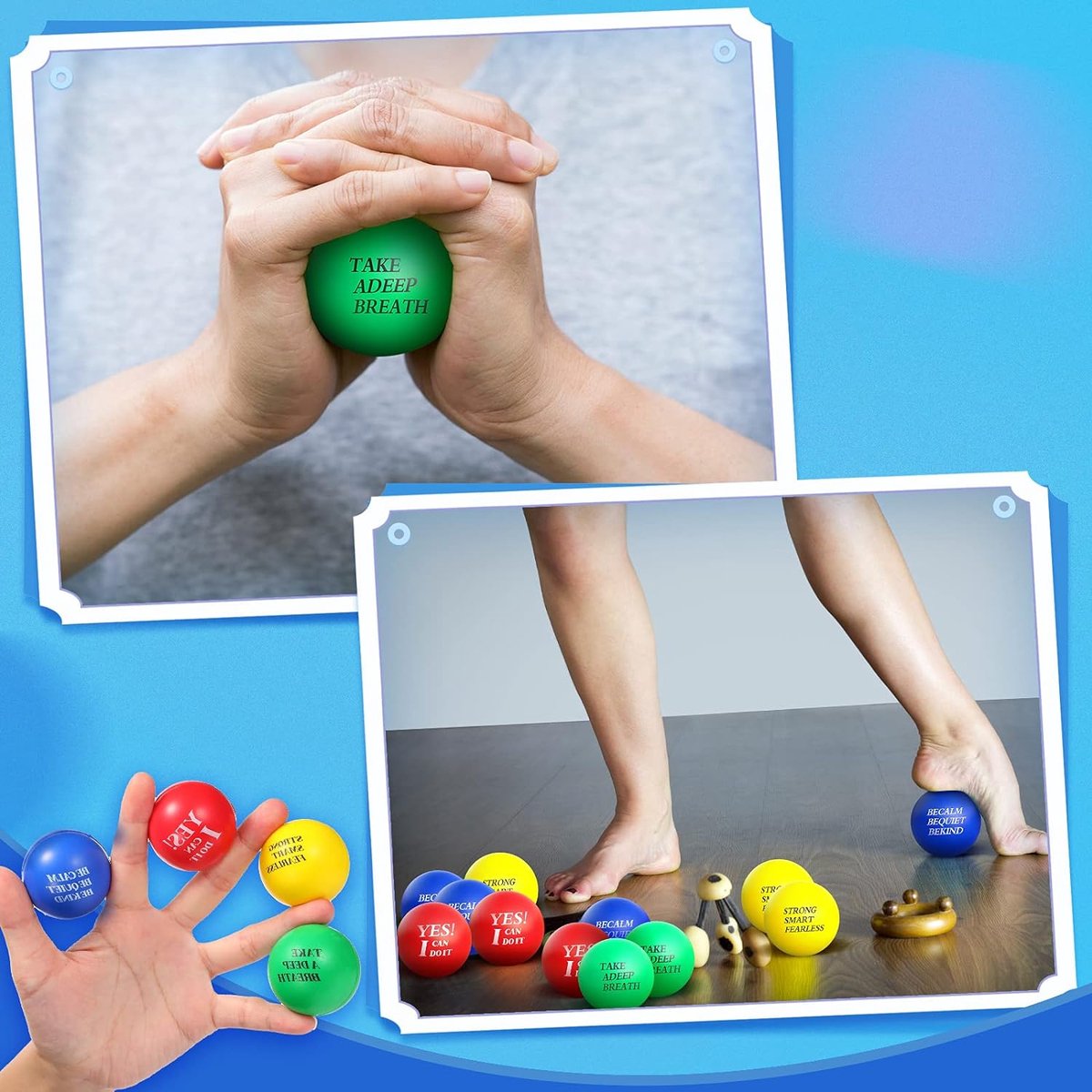Relaxdays stressballen kinderen - set van 12 - voor de hand - gezicht