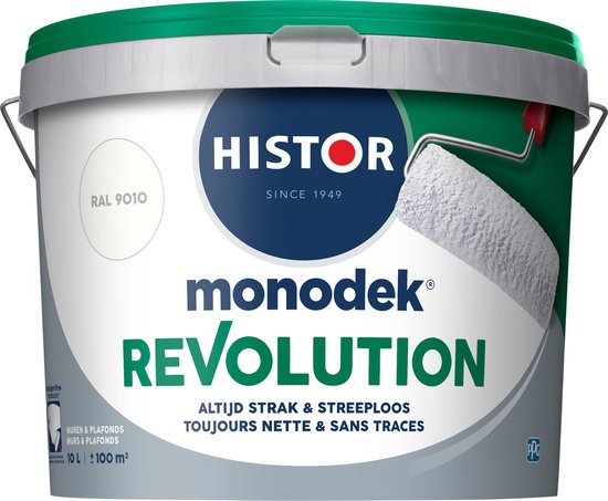 Histor MonoDek Revolution Muurverf Mat - Goed Reinigbaar - Optimale Dekking – Afwasbaar - 10L - RAL 9010