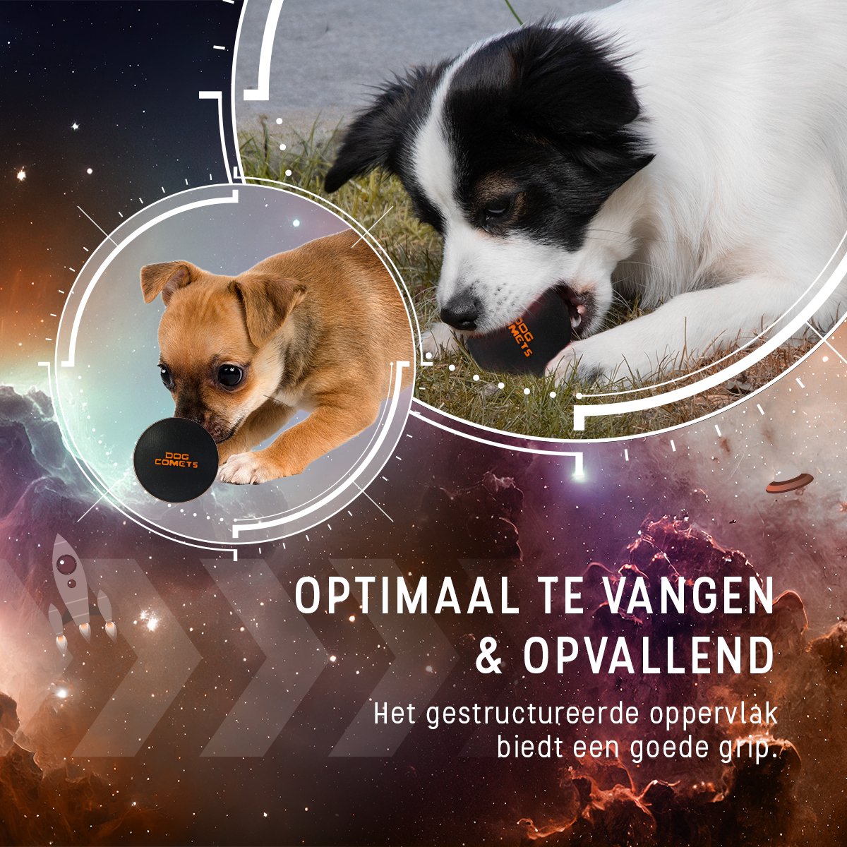 Dog Comets Ball Stardust Ø6 cm - Hondenspeelgoed - Hondenbal - Natuurlijk rubber - 1 stuk - Oranje/Zwart thumbnail 4