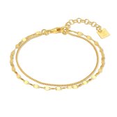 Twice As Nice Armband in 18kt verguld zilver, dubbele ketting 16 cm+3 cm