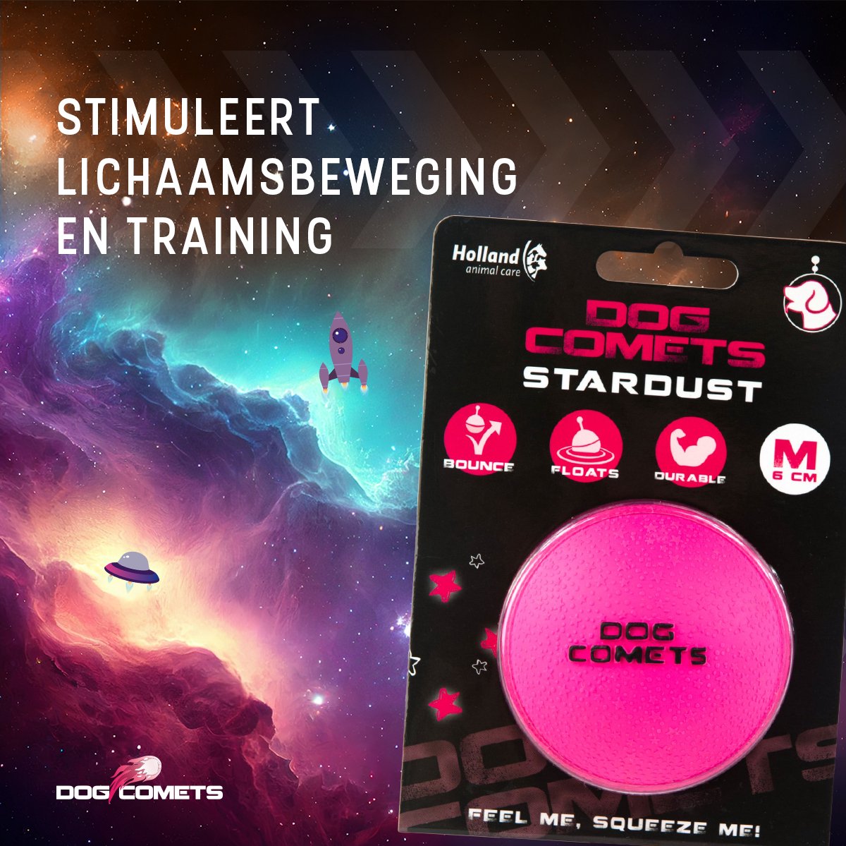 Dog Comets Ball Stardust Ø6 cm - Hondenspeelgoed - Hondenbal - Natuurlijk rubber - 1 stuk - Roze thumbnail 7