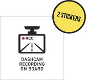 Pictogram/ sticker | "Dashcam recording on board" | 10 x 10 cm | Verkeer | Camera | Auto | Track & trace | GPS | Gefilmd | Veiligheid | 2 stuks