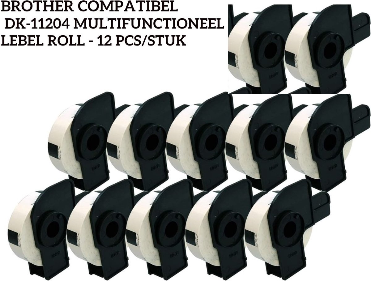 12 x Brother DK-11204 compatible labels white, 17x54mm (400)