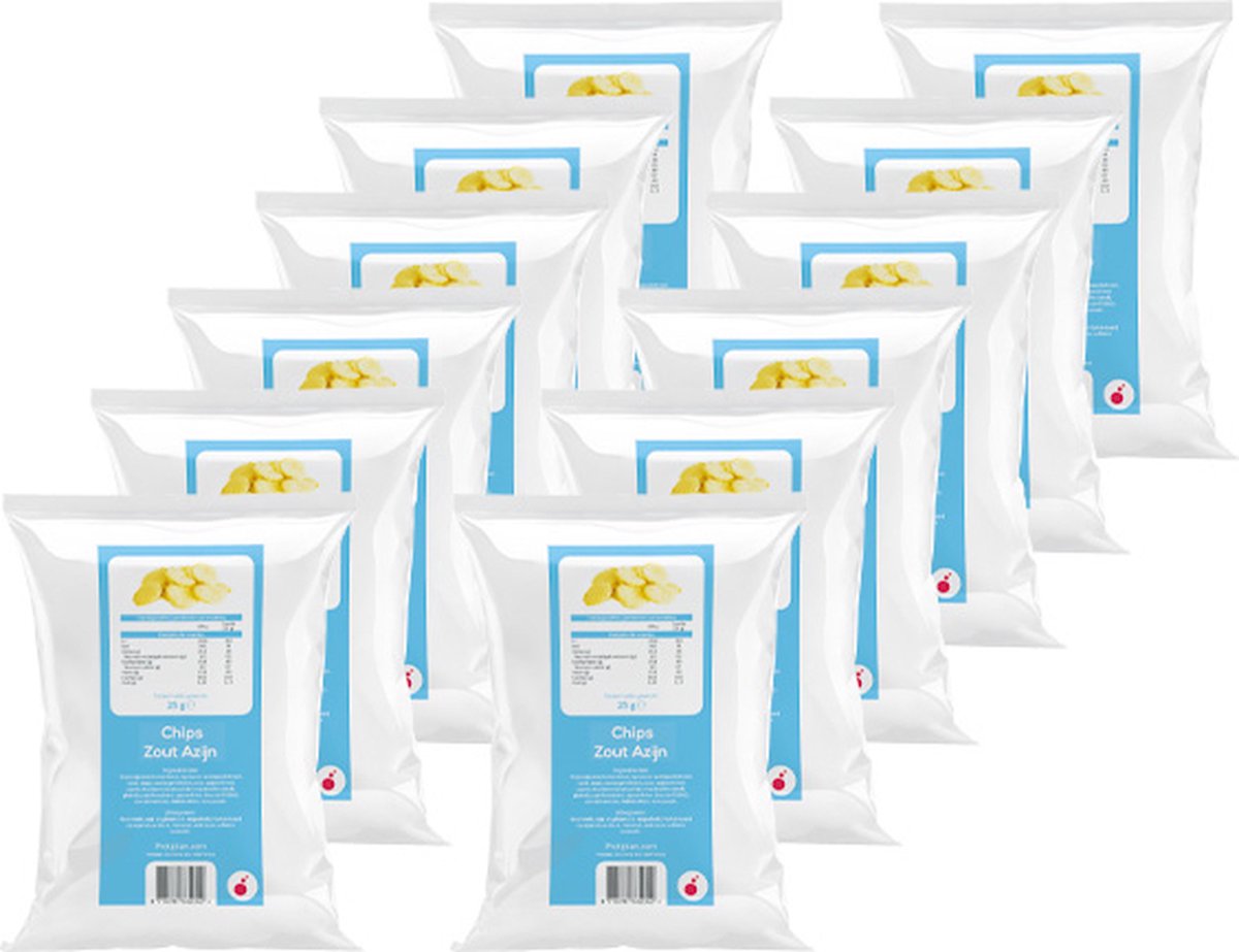 Goedkoopste Protiplan | Protein Chips | Zout Azijn | 12 stuks | 12 x 25 gram | Low carb snack | Snel afvallen zonder hongergevoel!
