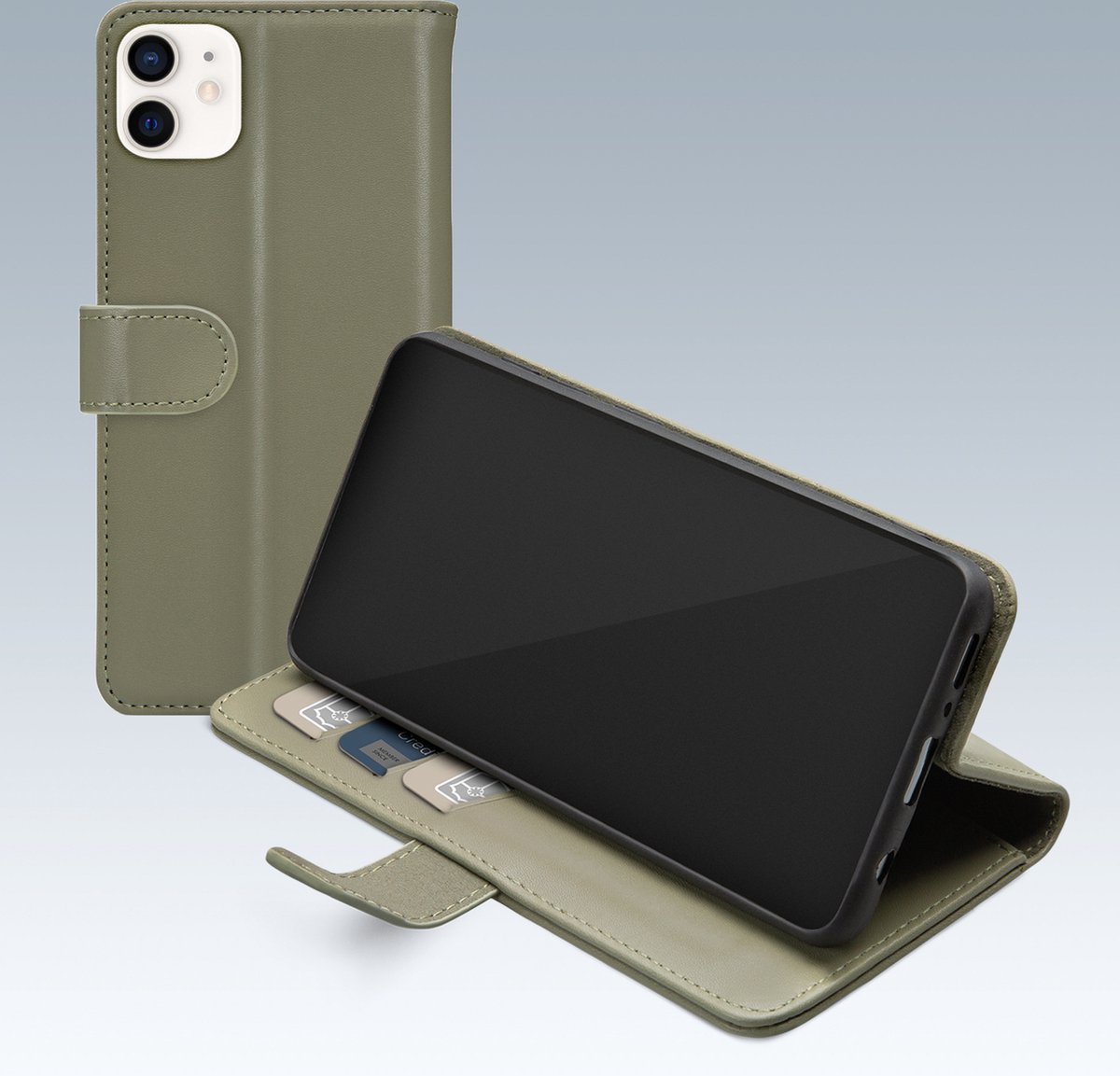 Mobilize Telefoonhoesje geschikt voor Apple iPhone 12 Pro Hoesje | Mobilize Premium Gelly Wallet Bookcase Portemonnee | Pasjeshouder voor 3 Pasjes | Telefoonhoesje voor Pinpas / OV Kaart / Rijbewijs - Groen
