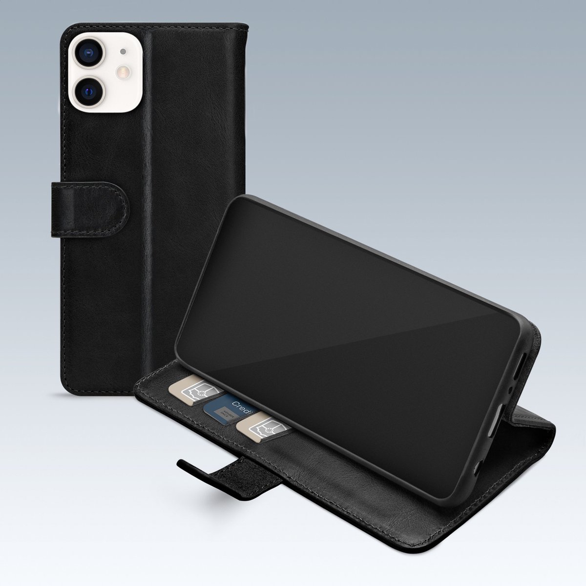 Mobilize Telefoonhoesje geschikt voor Apple iPhone 12 Pro Hoesje | Mobilize Premium Gelly Wallet Bookcase Portemonnee | Pasjeshouder voor 3 Pasjes | Telefoonhoesje voor Pinpas / OV Kaart / Rijbewijs - Zwart
