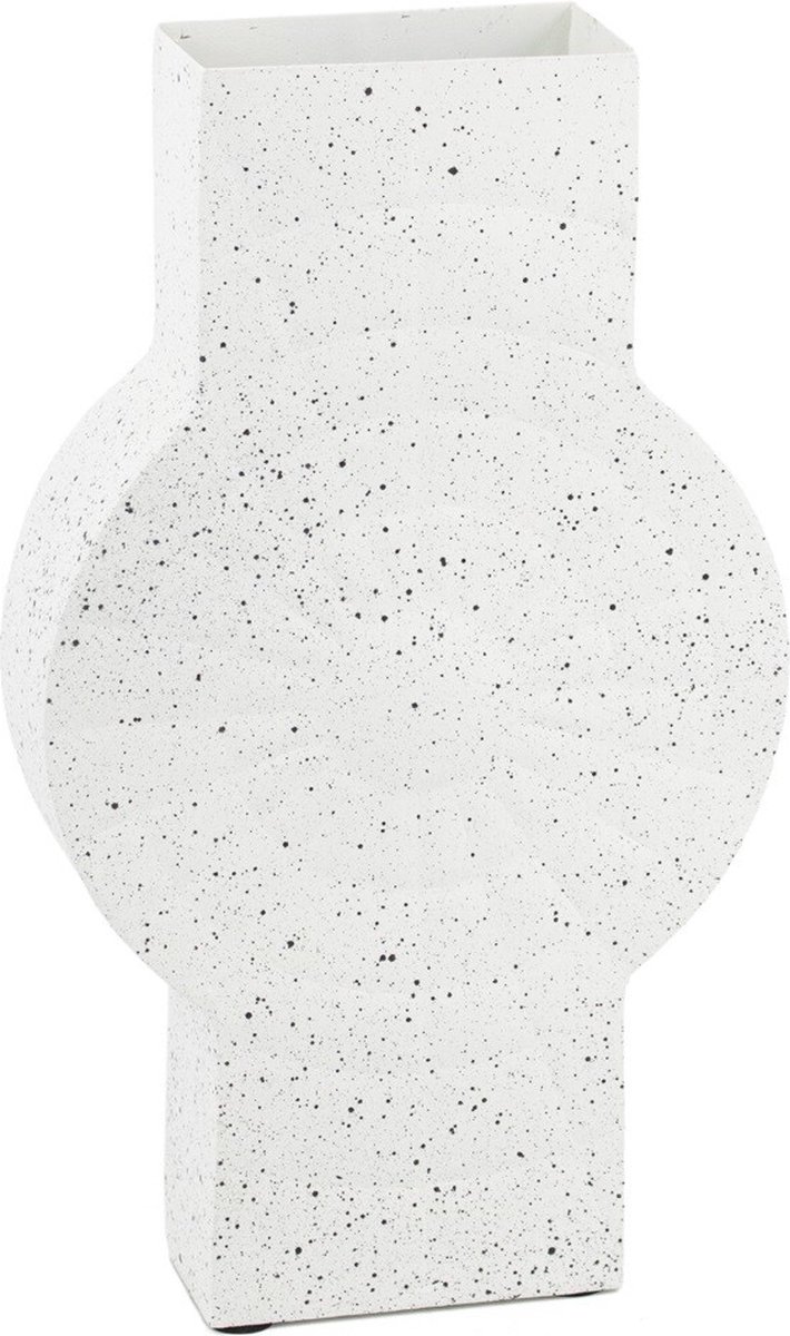 homebound by ky Metalen ornament vaas white dots | 10x18x30,5cm | bloemenvaas metaal