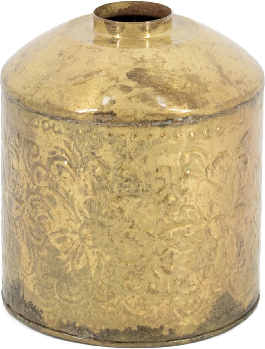 homebound by ky Metalen vaas peach | 6x18x20cm | bloemenvaas metaal Goud