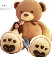 XXL Teddybeer van 210CM Groot - Pluche knuffel - Mega - Valentijn - Cadeau vriendin - Zachte materialen