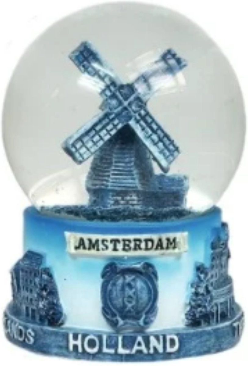 Sneeuwbol Molen Delftsblauw - Souvenir - 8 Cm - Een Stuk - TTDGifts