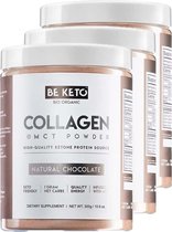 Be Keto | KETO Collageen + MCT | Natural Chocolate | 3 stuks | 3 x 300 gram
