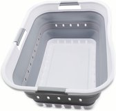 42L opvouwbare plastic wasmand - pop-up opslagcontainer/organizer - draagbaar - ruimtebesparend (1, wit/grijs)
