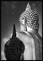 Poster Buddha zwart-wit - Natuur poster - 30x40 cm - inclusief lijst - WALLLL