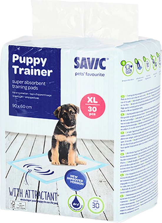 SAVIC puppy trainerpads XL 90 x 60 sterk absorberend MET ANTRACIET .Voor zindelijkheidstraining , oude honden of honden die niet buiten kunnen