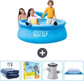 Intex Rond Opblaasbaar Easy Set Zwembad - 183 x 51 cm - Blauw - Walvis - Inclusief Solarzeil - Onderhoudspakket - Zwembadfilterpomp - Grondzeil