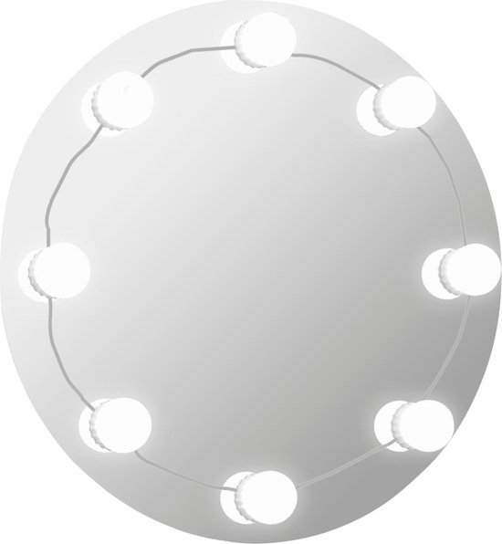 vidaXL - Wandspiegel - zonder - lijst - met - LED-lampen - rond - glas