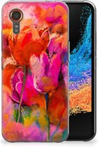 Smartphone hoesje Geschikt voor Samsung Galaxy Xcover 7 Silicone Case Tulips