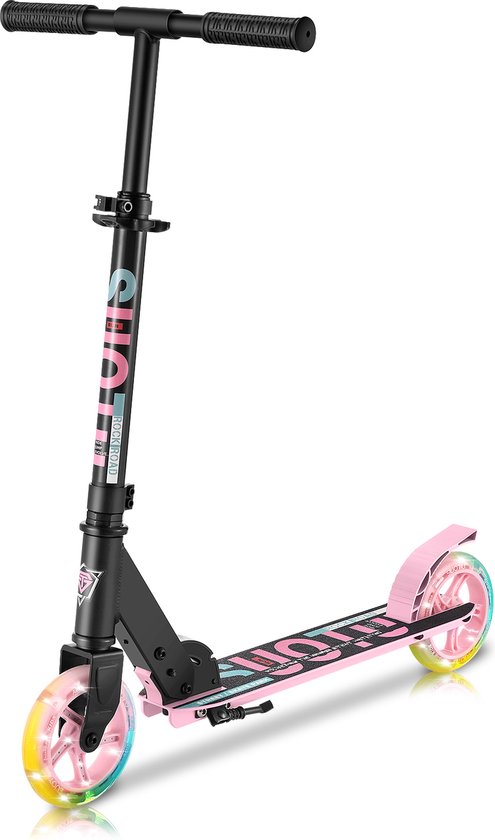 Suotu Kinderstep - Step - lichtgevende wielen - Jongens/Meisjes - Aluminium - Roze/Zwart