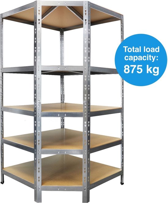 Floordirekt Rek voor zware lasten, set van 2, zwart, 180 x 90 x 40 cm, steekrek, kelderrek, magazijnrek, werkbank - 5 verstelbare planken (Lakota