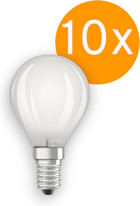 10 pièces Ledvance lampe boule LED à filament E14 4.8W 470lm 2700K Mat Dimmable P45