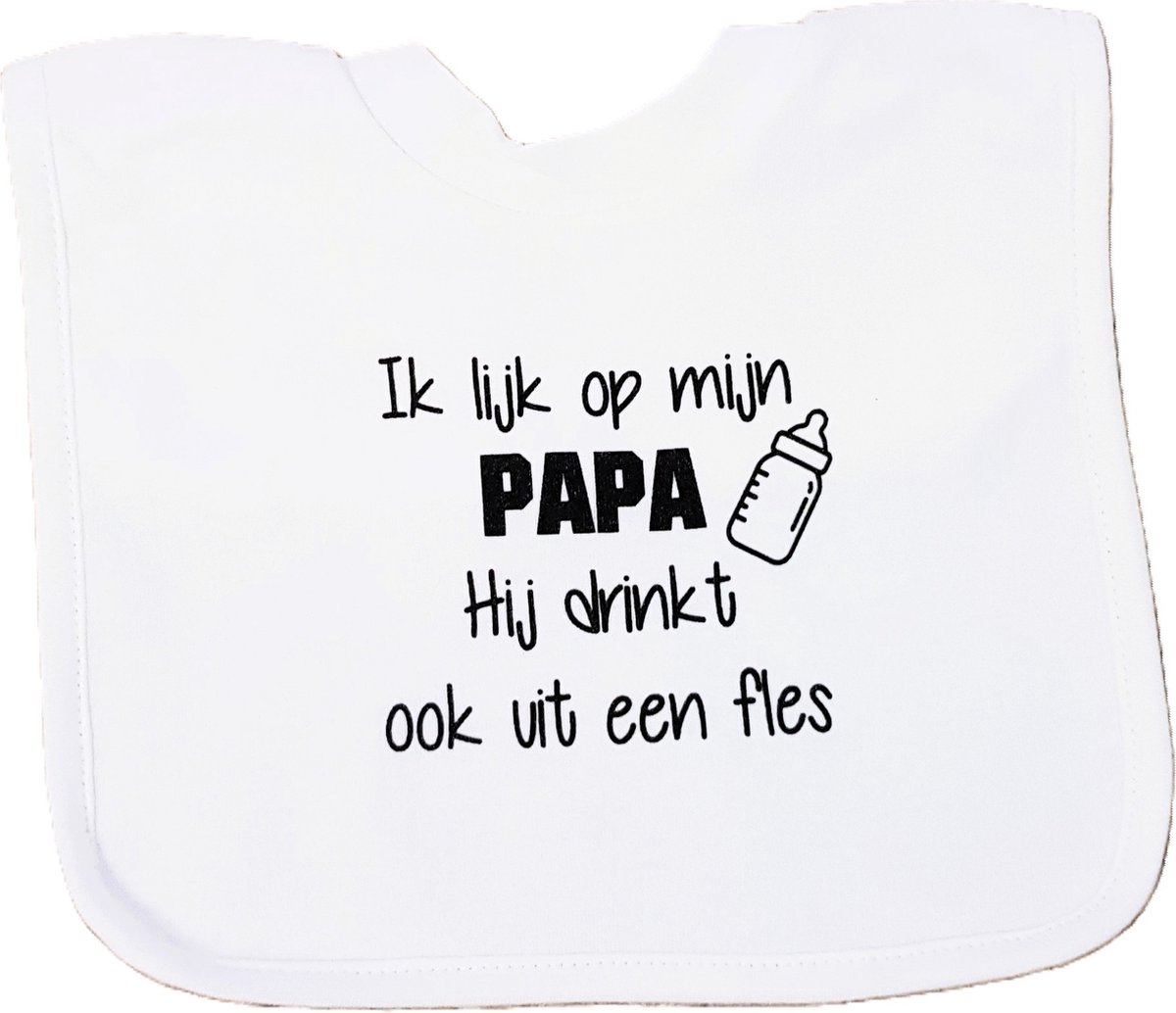 Baby slabbetje cadeau tekst papa drinkt fles zwangerschap bekendmaking aankondiging voor de liefste aanstaande geboorte gaat worden jullie worden je wordt zwangerschapsaankondiging eerste vaderdag