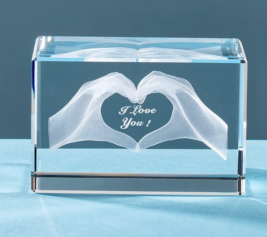 Kristallen geschenken voor haar/hem gegraveerd met I Love You in kubus, glas, beeldjes, verjaardag, Valentijnsdagcadeaus voor haar, hem, vriend, vriendin