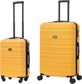 BlockTravel kofferset 2 delig ABS ruimbagage en handbagage 39 en 95 liter - inbouw TSA slot - geel