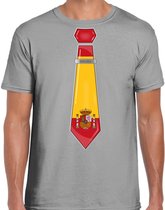 Bellatio Decorations Verkleed shirt voor heren - stropdas Spanje - grijs - supporter - themafeest XL