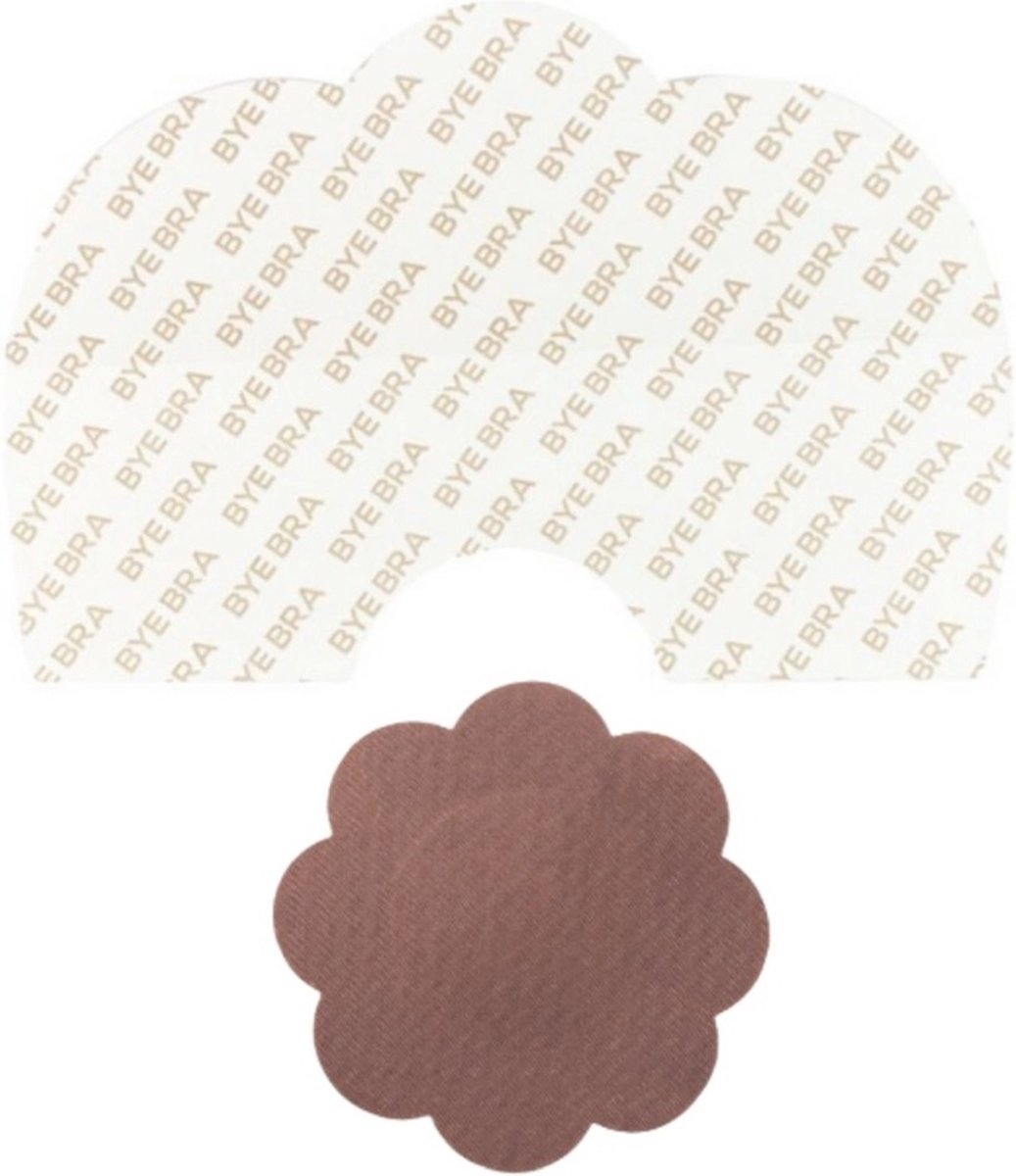 Goedkoopste Bye Bra - Breast Lift Tape Satin Nipple Covers Brown D-F