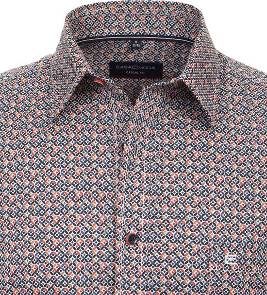Casa Moda - Short Sleeve Overhemd Print Multicolour - Heren - Maat L - Regular-fit