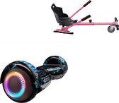 E-Mobility Rentals Hoverboard Met Hoverkart Roze - Regular Lightning Blauw - Standard Afstand - 6.5'' Wielen - Oxboard - 15kmh - Bluetooth Speakers - LED Verlichting - UL2272 Gecertificeerd - Anti lek banden - Cadeau voor Kinderen, Tieners en Volwass