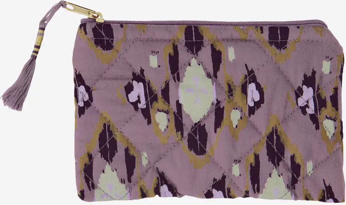 Madam Stoltz - Gewatteerd Katoenen Etui - Paarse print - S