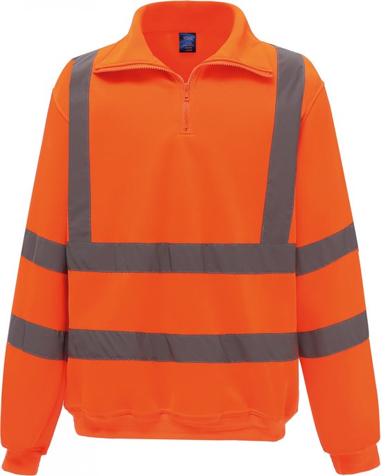 Sweatshirt Unisex Yoko 1/4-ritskraag Lange mouw Hi Vis Orange Polyester