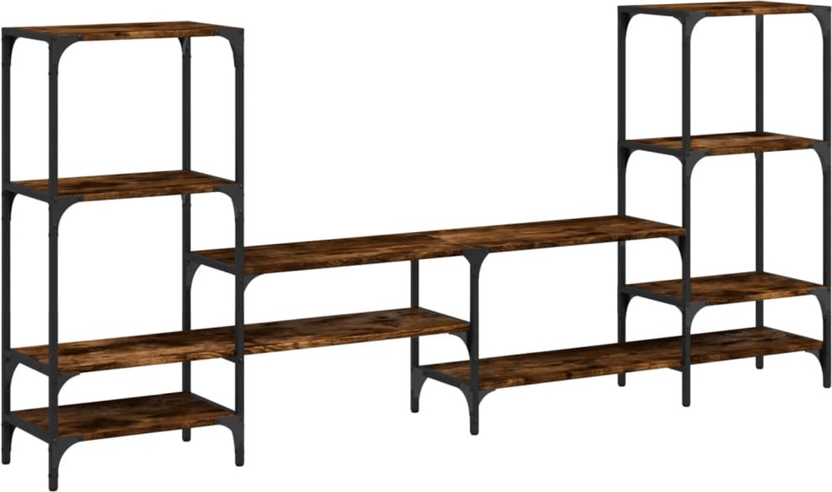 vidaXL - Tv-meubel - 206,5x28,5x95 - cm - bewerkt - hout - gerookt - eikenkleurig
