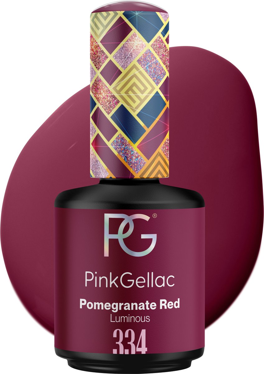 Pink Gellac Gellak Rood Nagellak 15ml - Glanzend Rood - Gelnagels producten - Gel Nails - Gel Lak - 334 Pomegranate Red