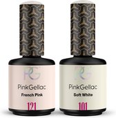Pink Gellac Gellak Color Box 2 x 15 ml - 121 French Pink - 101 Soft White - Vernis à ongles gel Combi Deal - Ongles en gel pour la maison