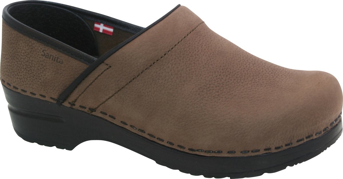 Sanita Dames Gesloten klomp Original-Prof. Textured Oil Antique Brown