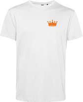T-shirt Kroontje | Koningsdag kleding | Oranje Shirt | Wit | maat XS