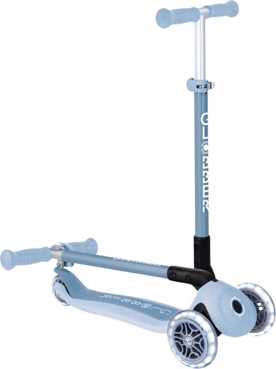Globber Primo Foldable Lights – Trottinette Pliable 3 Roues Lumineuses Enfant 3-6 Ans, Guidon Réglable, Direction Bloquable