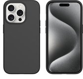 iPhone 15 Pro Hoesje Zwart - iPhone 15 Pro Siliconen Hoesje Case Cover - iPhone 15 Pro - Zwart