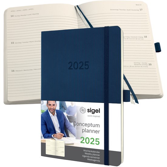 Sigel Conceptum weekagenda - A5 - 2025 (NL/FR/EN/DU) - Midnight Blue - softcover - SI-C2532