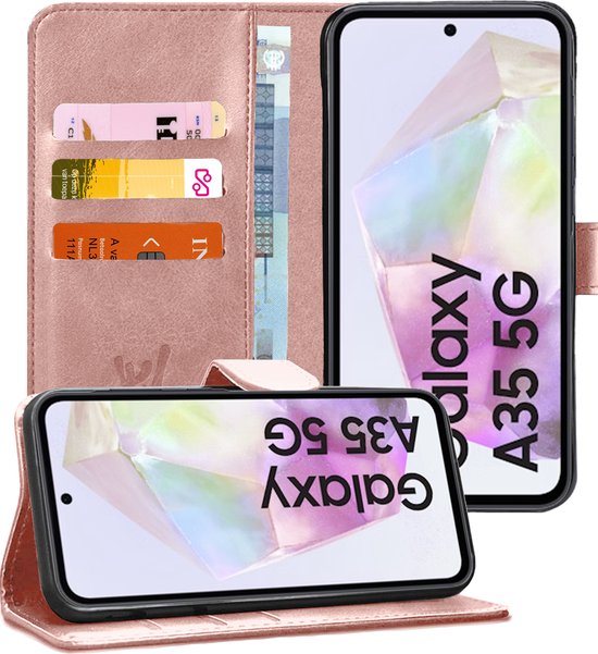Hoesje geschikt voor Samsung Galaxy A35 - Portemonnee Book Case Rosegoud