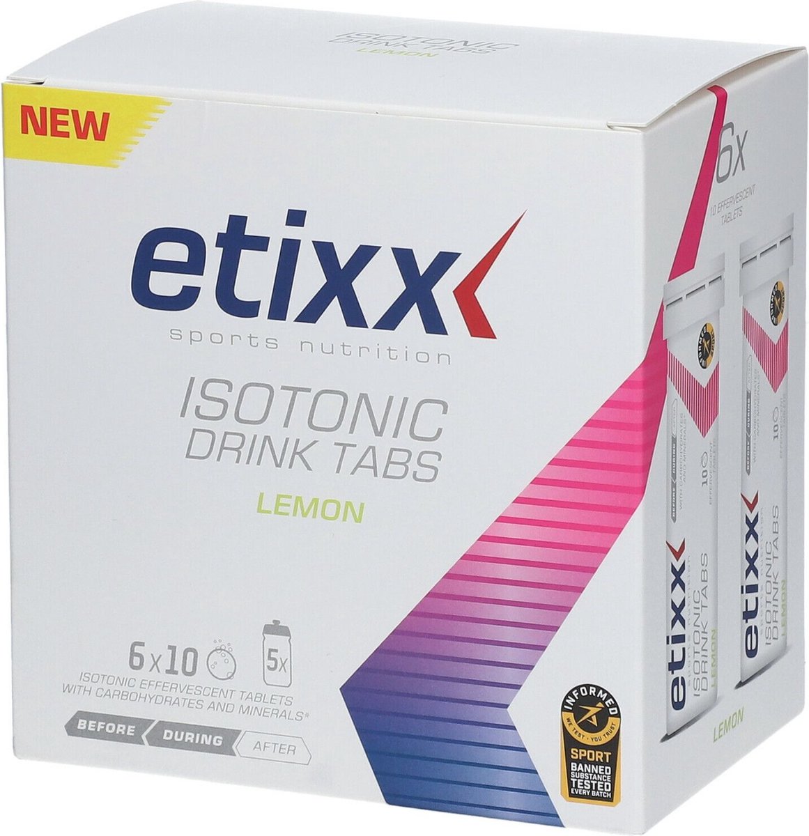 Goedkoopste Etixx Isotonic Drink Tabs - Sports Nutrition - Sportdrank - 6X10 tabletten - Limoen - Handige Bruistablet - Extra Natrium (643mg/liter) - Gemakkelijk mee te nemen onderweg