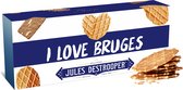 Jules Destrooper Natuurboterwafels - " I love Bruges / J'aime Bruges" - 2 dozen met Belgische koekjes - 100g x 2