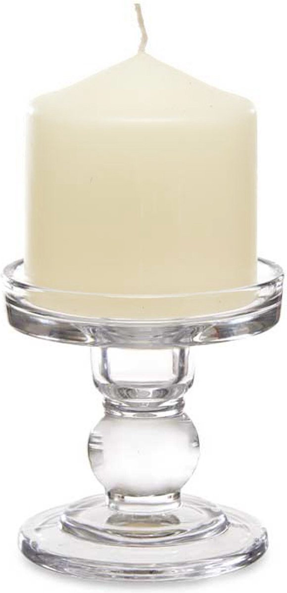 Giftdecor Kaarsen kandelaar van decoratief glas - voor stompkaarsen - D8.5 x H9 cm