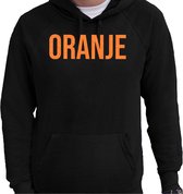 Bellatio Decorations Koningsdag hoodie voor heren - oranje - zwart - met glitters - feestkleding XXL