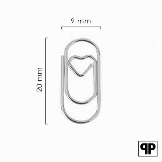 Mini paperclip hartje 20 mm | Zilver | 100 stuks