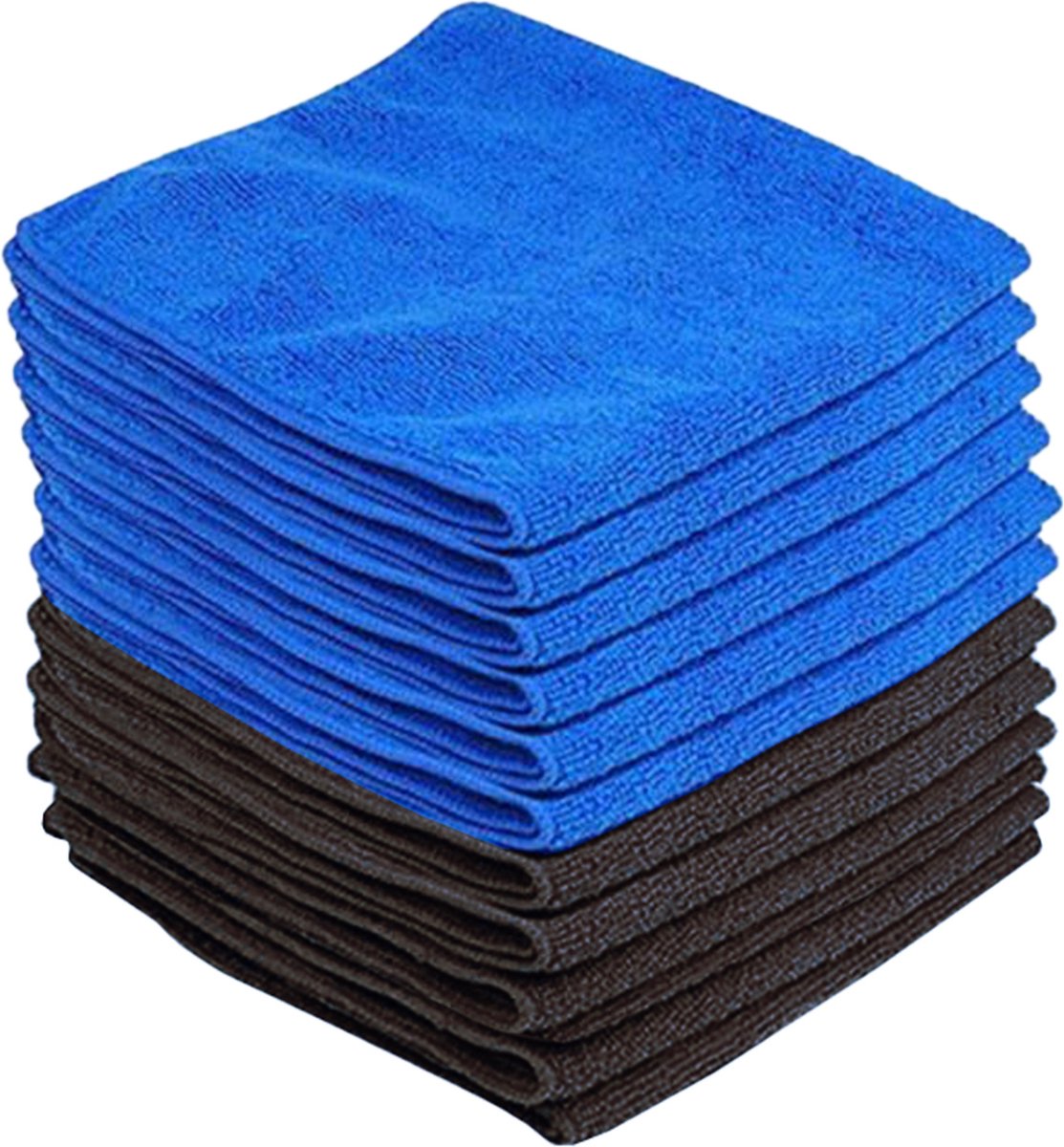 Goedkoopste Eurocatch Microvezeldoekjes - 40x40cm - 12 stuks - Schoonmaakdoekjes - Wasbaar - 6x Zwart 6x Blauw - Laser Cut - Geen stiksels - Krasvrij